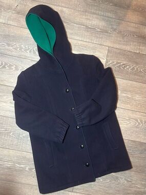 VTG 80s International Scene Wool Hooded Jacket Coat Size 5/6